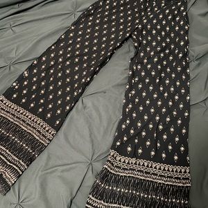 Black Wide Legged Pattern Pants